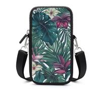 HETVBNS Tropical Leaves Cell Phone Bag with Detachable Strap, Aesthetic Mini Sling Bag Small Crossbody Bag for Phone