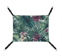 HETVBNS Tropical Leaves Pet Hammock for Cats & Dogs, Soft Breathable Canvas Hanging Hammock with Adjustable Straps, Comfortable & Durable Hanging Bed for Small to Medium Pets