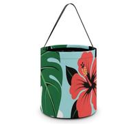 HETVBNS Tropical Plant Flower Candy Bag Halloween Trick Or Treat Bucket 7.9x8.3in, Reusable Gift Bags for Party Holiday Wedding