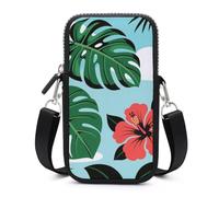 HETVBNS Tropical Plant Flower Cell Phone Bag with Detachable Strap, Aesthetic Mini Sling Bag Small Crossbody Bag for Phone