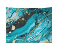 HETVBNS Turquoise Blue Gold Marble Tapestry Wall Hanging - 30"x40" Aesthetic Tapestries Soft Polyester Wall Art Decor Large Tapestry for Bedroom Living Room Dorm Backdrop, Hanging Kit Included