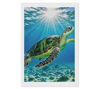 HETVBNS Turtle Swimming in The Sea Diamond Painting Kits for Adults, Full Round Drill DIY Diamond Art for Beginners, 5D Gem Art and Crafts for Home Wall Decor 8"x12"