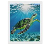 HETVBNS Turtle Swimming in The Sea Diamond Painting Kits for Adults, Full Round Drill DIY Diamond Art for Beginners, 5D Gem Art and Crafts for Home Wall Decor 16"x20"