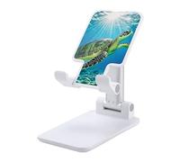 HETVBNS Turtle Swimming in The Sea Phone Stand for Desk - Adjustable & Foldable Tablet Stand Portable Cell Phone Stand Holder Compatible with 4-13" Smartphones, Tablets