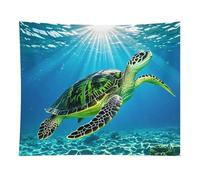 HETVBNS Turtle Swimming in The Sea Tapestry Wall Hanging - 50"x60" Aesthetic Tapestries Soft Polyester Wall Art Decor Large Tapestry for Bedroom Living Room Dorm Backdrop, Hanging Kit Included