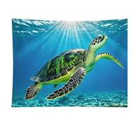 HETVBNS Turtle Swimming in The Sea Tapestry Wall Hanging - 60"x80" Aesthetic Tapestries Soft Polyester Wall Art Decor Large Tapestry for Bedroom Living Room Dorm Backdrop, Hanging Kit Included