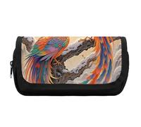 HETVBNS Two Phoenixes in Winter Pencil Case Extra Large, Double Layer Pencil Pouch with Zipper, Portable Cosmetic Bags for Travel, Office Stationery Organizer for Women Men