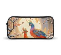 HETVBNS Two Phoenixes in Winter Pencil Case Large Capacity Zipper Pouch, Durable Pencil Box Organizer, Portable Small Cosmetic Bag for Office, Travel