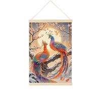 HETVBNS Two Phoenixes in Winter Wall Art, 15.7 X 23.6 Inch Reusable Magnetic Poster Hanger - Canvas Poster Included, Complete Hanging Kit for Posters, Art, Maps