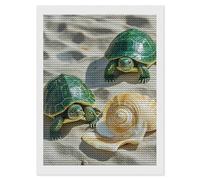 HETVBNS Two Turtles and Shells Diamond Painting Kits for Adults, Full Round Drill DIY Diamond Art for Beginners, 5D Gem Art and Crafts for Home Wall Decor 12"x16"