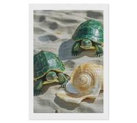 HETVBNS Two Turtles and Shells Diamond Painting Kits for Adults, Full Round Drill DIY Diamond Art for Beginners, 5D Gem Art and Crafts for Home Wall Decor 8"x12"