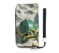HETVBNS Two Turtles And Shells Wallet, Elegant Wristlet Wallet with Multi-Card Slots, PU Leather Long Purse for Women, Men