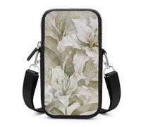 HETVBNS Two White Lilies Cell Phone Bag with Detachable Strap, Aesthetic Mini Sling Bag Small Crossbody Bag for Phone