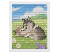 HETVBNS Two Wolf Hug Diamond Painting Kits for Adults, Full Round Drill DIY Diamond Art for Beginners, 5D Gem Art and Crafts for Home Wall Decor 16"x20"