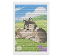 HETVBNS Two Wolf Hug Diamond Painting Kits for Adults, Full Round Drill DIY Diamond Art for Beginners, 5D Gem Art and Crafts for Home Wall Decor 8"x12"