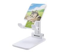 HETVBNS Two Wolf Hug Phone Stand for Desk - Adjustable & Foldable Tablet Stand Portable Cell Phone Stand Holder Compatible with 4-13" Smartphones, Tablets
