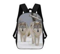 HETVBNS Two Wolves Walking in The Snow Backpack for Women Men, Durable 600D Polyester Bookbag with Large Capacity, Lightweight 17 Inch Laptop Backpack Minimalism Casual Daypack for Work, Travel