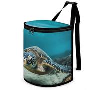 HETVBNS Underwater Diving Sea Turtle Car Trash Can with Lid, Leakproof Hanging Automotive Trash Bin, Waterproof Garbage Storage Bag for Vehicles, RV, Bathroom, Office