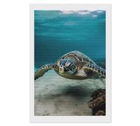 HETVBNS Underwater Diving Sea Turtle Diamond Painting Kits for Adults, Full Round Drill DIY Diamond Art for Beginners, 5D Gem Art and Crafts for Home Wall Decor 8"x12"