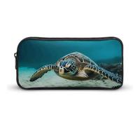 HETVBNS Underwater Diving Sea Turtle Pencil Case Large Capacity, Durable Pencil Pouch Portable Small Cosmetic Bag with Metal Zipper, Simple Makeup Pouch Aesthetic Toiletry Bag for Travel Office