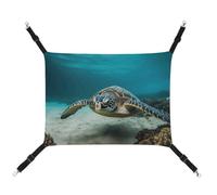 HETVBNS Underwater Diving Sea Turtle Pet Hammock for Cats & Dogs, Soft Breathable Canvas Hanging Hammock with Adjustable Straps, Comfortable & Durable Hanging Bed for Small to Medium Pets
