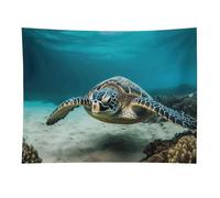 HETVBNS Underwater Diving Sea Turtle Tapestry Wall Hanging - 30"x40" Aesthetic Tapestries Soft Polyester Wall Art Decor Large Tapestry for Bedroom Living Room Dorm Backdrop, Hanging Kit Included