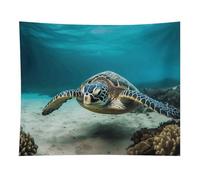 HETVBNS Underwater Diving Sea Turtle Tapestry Wall Hanging - 50"x60" Aesthetic Tapestries Soft Polyester Wall Art Decor Large Tapestry for Bedroom Living Room Dorm Backdrop, Hanging Kit Included