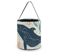 HETVBNS Underwater Whale Candy Bag Halloween Trick Or Treat Bucket 7.9x8.3in, Reusable Gift Bags for Party Holiday Wedding