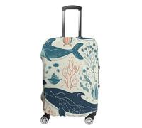 HETVBNS Underwater Whale Luggage Cover, Elastic Luggage Protector Fits 19-32in Suitcases, Washable & Anti-Scratch Suitcase Cover for Men Women, style, Small, Classic