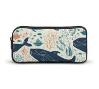 HETVBNS Underwater Whale Pencil Case Large Capacity, Durable Pencil Pouch Portable Small Cosmetic Bag with Metal Zipper, Simple Makeup Pouch Aesthetic Toiletry Bag for Travel Office