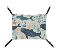 HETVBNS Underwater Whale Pet Hammock for Cats & Dogs, Soft Breathable Canvas Hanging Hammock with Adjustable Straps, Comfortable & Durable Hanging Bed for Small to Medium Pets
