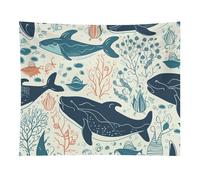 HETVBNS Underwater Whale Tapestry Wall Hanging - 50"x60" Aesthetic Tapestries Soft Polyester Wall Art Decor Large Tapestry for Bedroom Living Room Dorm Backdrop, Hanging Kit Included