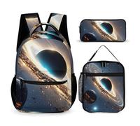 HETVBNS Universe Backpack Set 3 Piece, Durable Backpack Insulated Lunch Bag Portable Pencil Case for Men Women