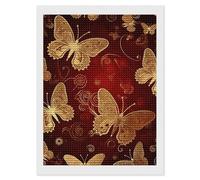 HETVBNS Valentine Hearts Golden Butterfly Diamond Painting Kits for Adults, Full Round Drill DIY Diamond Art for Beginners, 5D Gem Art and Crafts for Home Wall Decor 12"x16"