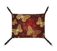 HETVBNS Valentine Hearts Golden Butterfly Pet Hammock for Cats & Dogs, Soft Breathable Canvas Hanging Hammock with Adjustable Straps, Comfortable & Durable Hanging Bed for Small to Medium Pets