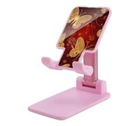 HETVBNS Valentine Hearts Golden Butterfly Phone Stand for Desk - Adjustable & Foldable Tablet Stand Portable Cell Phone Stand Holder Compatible with 4-13" Smartphones, Tablets