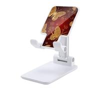 HETVBNS Valentine Hearts Golden Butterfly Phone Stand for Desk - Adjustable & Foldable Tablet Stand Portable Cell Phone Stand Holder Compatible with 4-13" Smartphones, Tablets