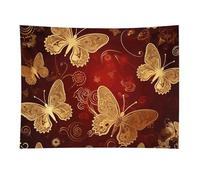 HETVBNS Valentine Hearts Golden Butterfly Tapestry Wall Hanging - 30"x40" Aesthetic Tapestries Soft Polyester Wall Art Decor Large Tapestry for Bedroom Living Room Dorm Backdrop, Hanging Kit Included