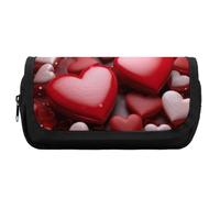HETVBNS Valentines Love Hearts Pencil Case Extra Large, Double Layer Pencil Pouch with Zipper, Portable Cosmetic Bags for Travel, Office Stationery Organizer for Women Men