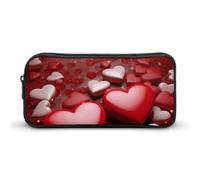 HETVBNS Valentines Love Hearts Pencil Case Large Capacity Zipper Pouch, Durable Pencil Box Organizer, Portable Small Cosmetic Bag for Office, Travel