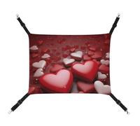 HETVBNS Valentines Love Hearts Pet Hammock for Cats & Dogs, Soft Breathable Canvas Hanging Hammock with Adjustable Straps, Comfortable & Durable Hanging Bed for Small to Medium Pets