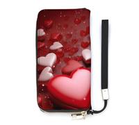 HETVBNS Valentines Love Hearts Wallet, Elegant Wristlet Wallet with Multi-Card Slots, PU Leather Long Purse for Women, Men