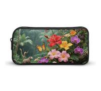 HETVBNS Vibrant Color Flower Blossom Pencil Case Large Capacity, Durable Pencil Pouch Portable Small Cosmetic Bag with Metal Zipper, Simple Makeup Pouch Aesthetic Toiletry Bag for Travel Office