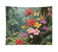 HETVBNS Vibrant Color Flower Blossom Tapestry Wall Hanging - 50"x60" Aesthetic Tapestries Soft Polyester Wall Art Decor Large Tapestry for Bedroom Living Room Dorm Backdrop, Hanging Kit Included