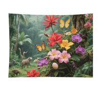 HETVBNS Vibrant Color Flower Blossom Tapestry Wall Hanging - 60"x80" Aesthetic Tapestries Soft Polyester Wall Art Decor Large Tapestry for Bedroom Living Room Dorm Backdrop, Hanging Kit Included