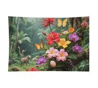 HETVBNS Vibrant Color Flower Blossom Tapestry Wall Hanging - 60"x90" Aesthetic Tapestries Soft Polyester Wall Art Decor Large Tapestry for Bedroom Living Room Dorm Backdrop, Hanging Kit Included