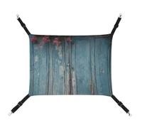 HETVBNS Vintage Blue Wood Pet Hammock for Cats & Dogs, Soft Breathable Canvas Hanging Hammock with Adjustable Straps, Comfortable & Durable Hanging Bed for Small to Medium Pets