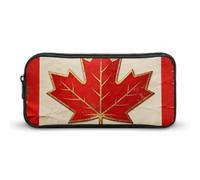 HETVBNS Vintage Canada Flag Pencil Case Large Capacity, Durable Pencil Pouch Portable Small Cosmetic Bag with Metal Zipper, Simple Makeup Pouch Aesthetic Toiletry Bag for Travel Office
