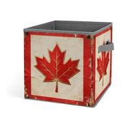 HETVBNS Vintage Canada Flag Storage Bins 10.6 Inch, Oxford Fabric Foldable Storage Cube Organizer Basket with Handles, Fabric Bins for Closet Shelves, Toys, Clothes, Books, Bedroom
