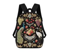 HETVBNS Vintage Fruit & Bird Print Backpack for Women Men, Durable 600D Polyester Bookbag with Large Capacity, Lightweight 17 Inch Laptop Backpack Minimalism Casual Daypack for Work, Travel